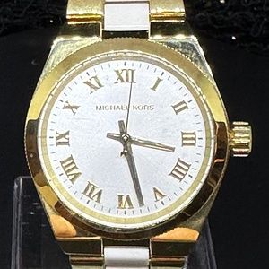 Women's Michael Kors Gold and White Watch